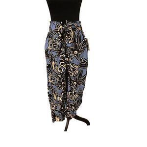 CALLIGRAPHIE  LINEN FLORAL CROPPED PANTS